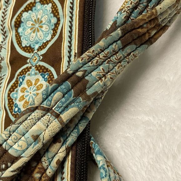 Vera Bradley Brown & Blue Floral Print Cloth Shoulder Bag / Handbag / Purse - Picture 7 of 10